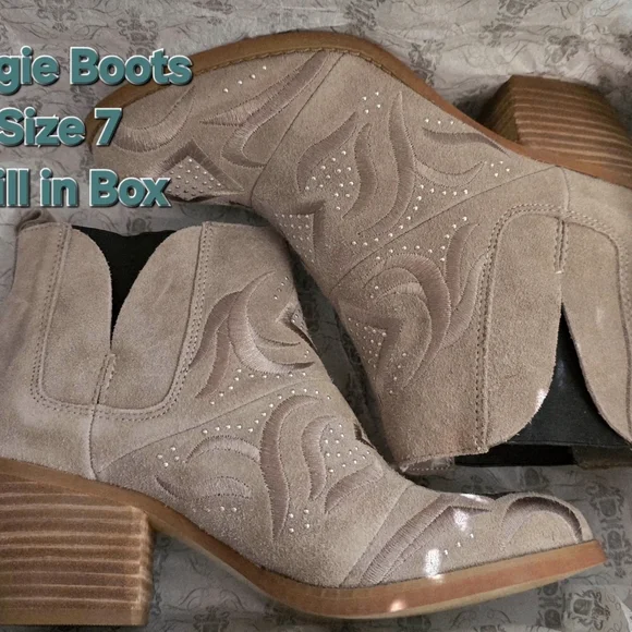 Fergie Tan Ankle Booties with Intricate Stitching - Picture 1 of 1